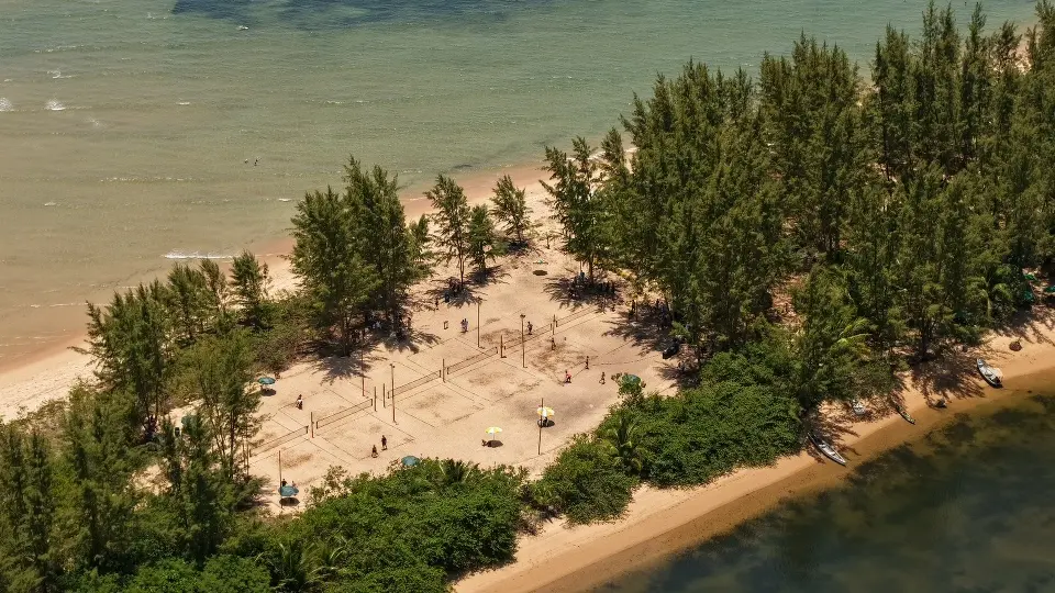 Jogos nas quadras da Arena Carapitangui vistos do alto